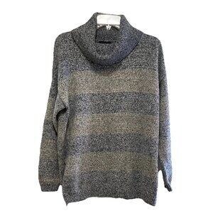 TOMMY HILFIGER Womens Long Sleeves Turtle Neck Weaved Gold Thread Sweater Sz M